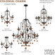 Colonial Charm 9 Light 33 inch Old World Bronze/Walnut Accents Chandelier Ceiling Light